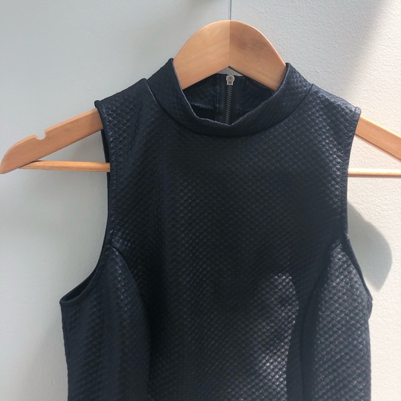 Faux Leather Mock Neck Top - Picture 2 of 4